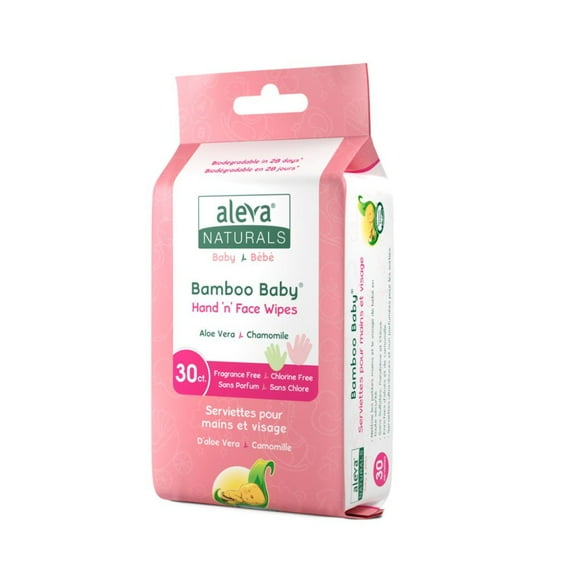 Aleva Naturals Bamboo Baby Serviettes pour mains et visage - 30 format Nettoyer les mains et le visage en désordre