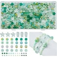 thumbnail image 1 of 750-1050Pcs Assorted Glass Beads Ocean Glass Beads Light Green Series Glass Seed Beads Round Starfish Fish Rondelle Beads for DIY Jewelry Making Hole: 0.8-1.2mm, 1 of 9