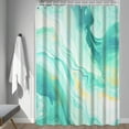 thumbnail image 3 of Turquoise Waterproof Shower Curtain, Modern Teal and Gold Marble Shower Curtain for Bathroom Aesthetic Waterproof Shower Curtain Set with Hooks 70"W x 72"L (Pack of 1), 3 of 6