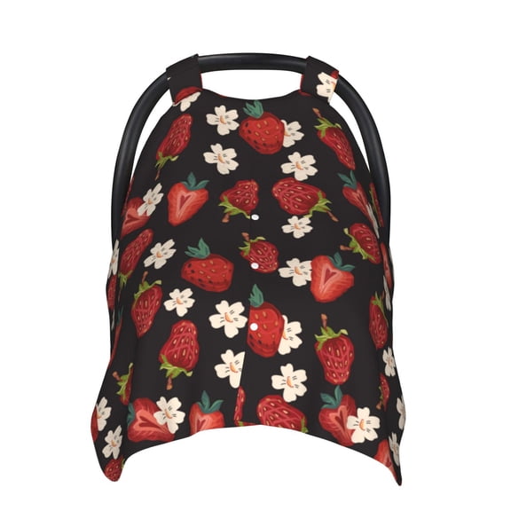 Car Seat Cover Baby - Abstract cartoon strawberry Breathable Infant Car Seat Cover for Baby Carseat, Lightweight Comfort Baby Essentials Must Haves Newborn Stuff for Girl Boy