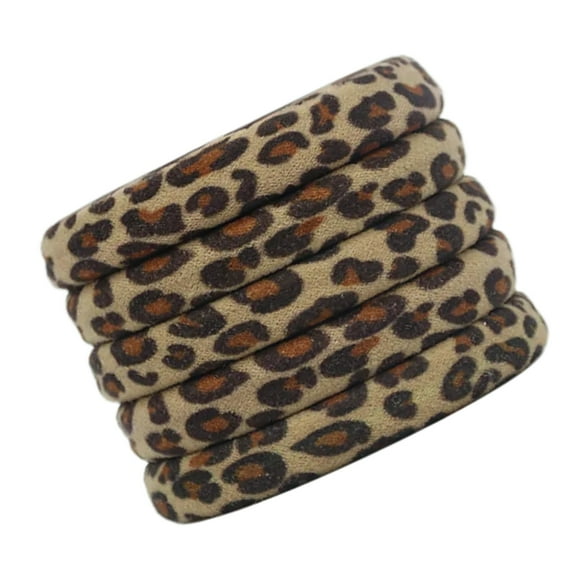 5Pieces Leopard Print Scrunchies Hair Elastics Hair Styling Tie for Daily Use