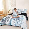 thumbnail image 3 of spefrowx Ocean Starfish Full Size Bedding Sets for Kids, Cute Seashell Seaweed Full Size Bed in a Bag, Black Reversible, 7pcs, 3 of 6