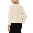 thumbnail image 3 of CHAQUETA DE PIEL SINTÉTICA INSPIRADA CHIC 2024 para Mujeres, Manga Larga, Con Bolsillos, Botón de Perla, Cárdigan Corto Esponjoso, Ropa Exterior XL Beige, 3 of 5