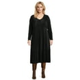 thumbnail image 2 of Terra & Sky Women's Plus Size Long Sleeve Plisse Midi Dress, 2 of 5