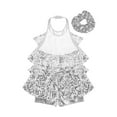 thumbnail image 4 of Yruioon Kids Girls Shiny Sequins Halter Ballet Leotards Modest Latin Jazz Dance Dress with Hair Tie Silver 6, 4 of 7