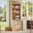 thumbnail image 6 of 71" Tall Farmhouse Kitchen Pantry, Large Storage Cabinet with Glass Doors and Drawers, Freestanding Coffee Bar Hutch with Microwave Stand, Adjustable Shelves for Kitchen, Living Room, Set of 2, 6 of 9