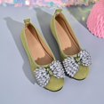 thumbnail image 4 of Women's Round Toe Flat Slip On Shoes, Sparkly Rhinestone Bow Decor Faux Suede Ballet Flats, Elegant Dress Shoes for Wedding Party, 4 of 9