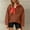Brown, variant on Women’s Lightweight Fleece Pullover Jacket Cropped Fall Winter Fuzzy Sherpa Jacket Sweatshirt Coat with Pockets Red XL