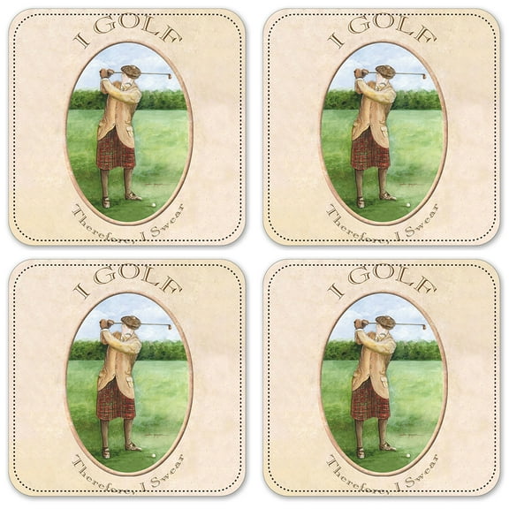 Vinyl Drink Coasters - Set of 4 - I Golf