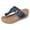 Navy, variant on Womens Denim Cork Footbed Platform Flip Flops Trendy Casual Leather Buckles Wedge Slip on Thong Dress Backless Sandals Comfortable Walking Slippers White Size 6.5