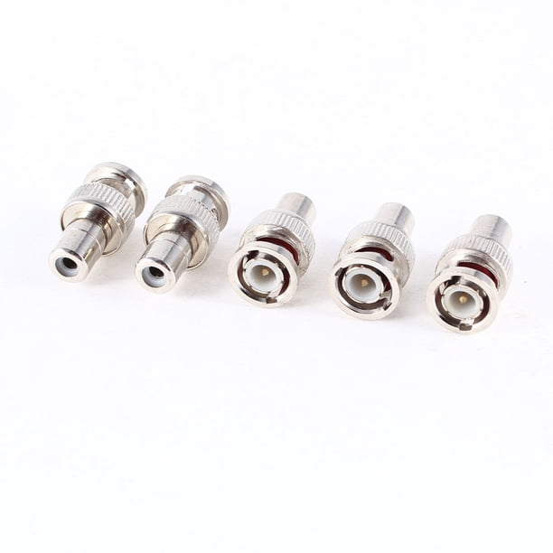 Adaptador de conector coaxial de 5 piezas BNC macho a RCA hembra para cámara CCTV