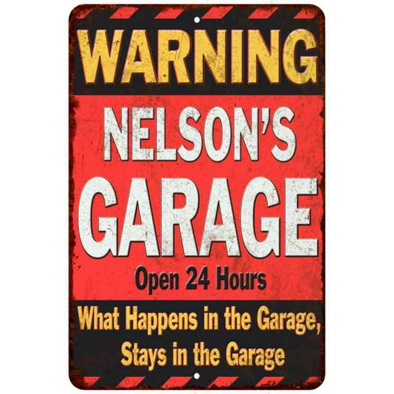 NELSON'S Garage Warning Man Cave Wall Decor 12 x 18 Matte Finish Metal 112180030254