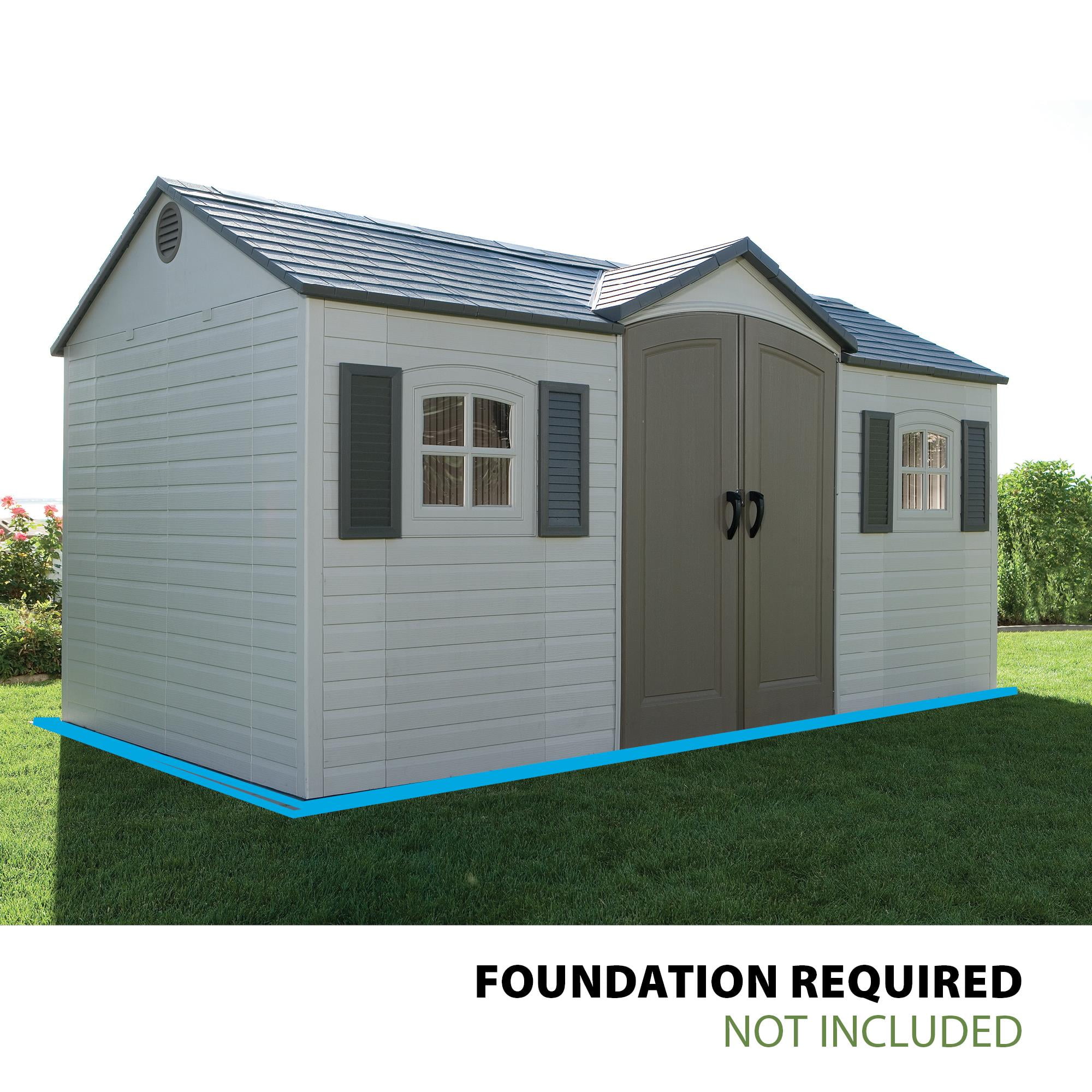Lifetime Lockable Polyethylene Outdoor Storage Shed, 15'. x 8', Tan & Brown (6446)