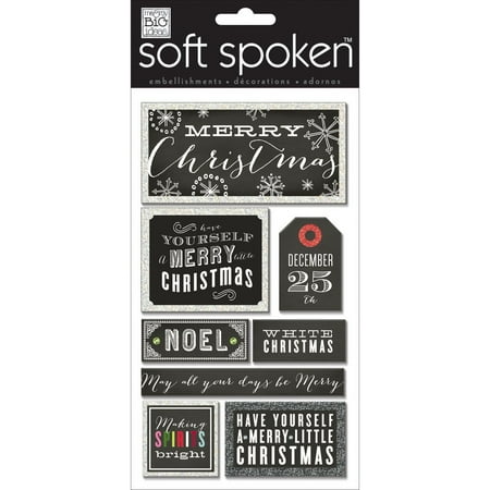 - Soft Spoken Themed Embellishments, Chalk, Merry Christmas, Perfect for all your paper crafts By Me & My Big Ideas