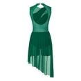 thumbnail image 4 of CHICTRY Women's Lyrical Dance Costume High Low Rhinestone Modern Contemporary Dance Dress Green M, 4 of 6