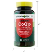 Spring Valley Rapid-Release CoQ10 Dietary Supplement Softgels for Heart Health, 200 mg, 60 Count