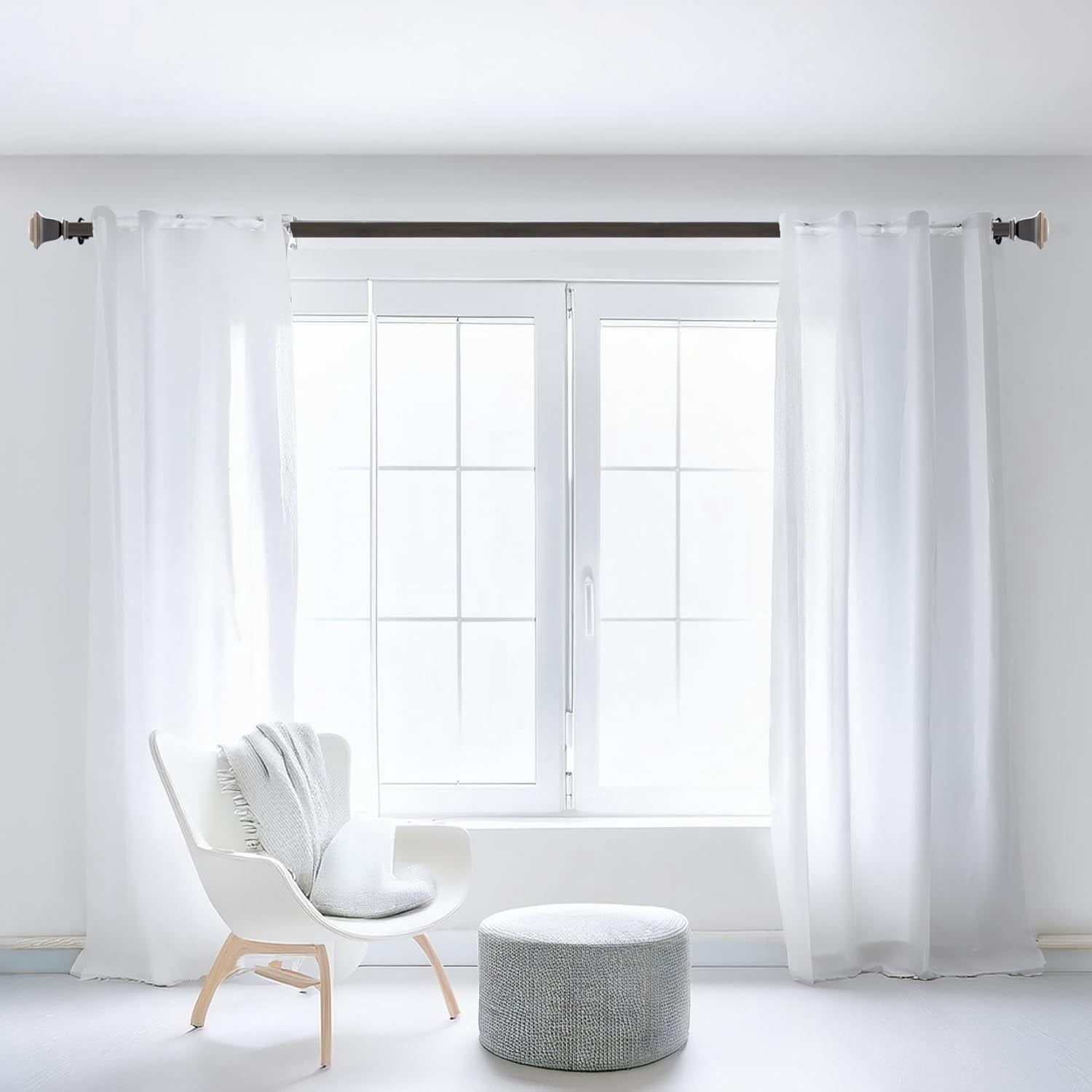 Deco Window Modern 1 in Imperial Bronze Quatro Adjustable Single Curtain Rods, 18-44 in