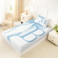 thumbnail image 4 of Erosebridal Blue Bowknot Twin Sheet Sets for Girls, Monogrammed B Bedding, 3pcs, 1 Flat Sheet, 1 Fitted Sheet and 1 Pillowcase, 4 of 5
