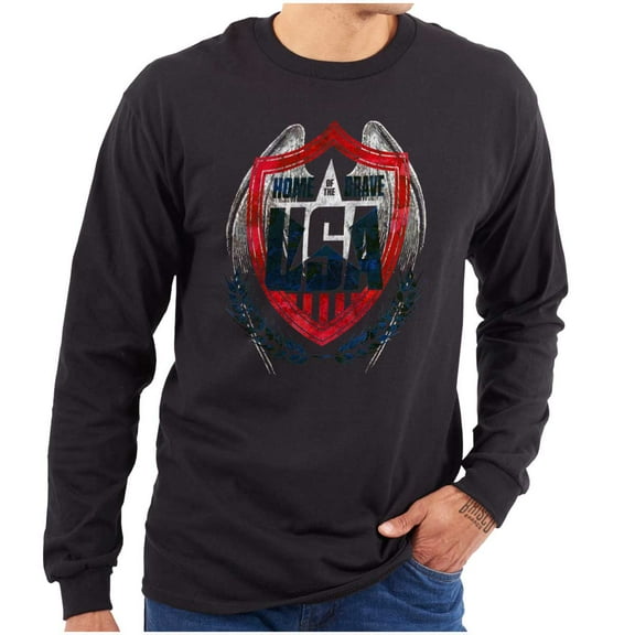 Patriotic American Home of the Brave Plus Size Long Sleeve Graphic Tee Shirt Brisco Brands 2X