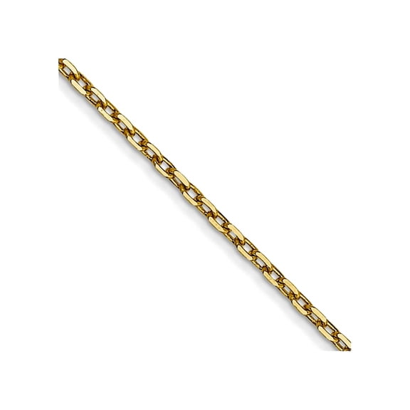 10k Solid Yellow Gold .8mm Sparkle-Cut Cable With Spring-Ring Clasp Chain Necklace 22 Inch Chain Necklace for Women and