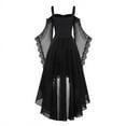 thumbnail image 4 of Womens Gothic Dresses Halloween Witch Costume, Butterfly Sleeve Long Dress Vintage Renaissance Medieval Vampire Butterfly Sleeve Mesh Outfits, 4 of 7