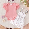 thumbnail image 5 of TOWED22 Baby Girls Clothes Set 2 Piece Summer Casual Cute Short Sleeve Rompers and Overalls Shorts 0-3 Years Toddler Outfits(Pink,3-6 M), 5 of 7