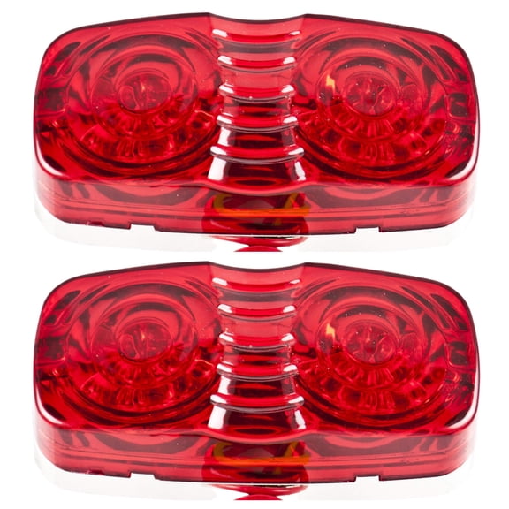 Trailer Clearance Marker 12 LED Light Double Bullseye Chrome Base 12V 2x Red