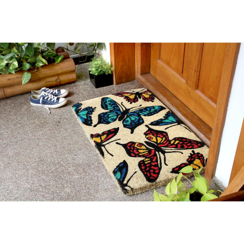 RugSmith Handloom Woven & Printed Butterfly Indoor and Outdoor Coir
