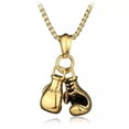 thumbnail image 4 of HOOUN Men's Gold 3D Boxing Gloves Pendant Necklace Chain Punk Hip Hop Biker Jewelry, 4 of 4