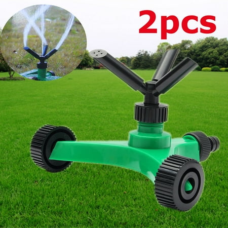 2pcs 3 Arm Water Sprinkler 360 Fully Circle Rotating Patio Lawn