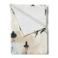 thumbnail image 2 of Korean Soft Flannel Fleece Throw Blanket, Traditional Musical Instruments Played by Men in Cultural Outfits Performing Arts, Cozy Plush for Indoor and Outdoor Use, 70" x 90", Multicolor, by Ambesonne, 2 of 5
