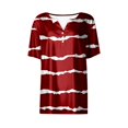 thumbnail image 4 of Tittly T Shirts for Women V Neck T Shirts Women's Fashion Casual Striped Button Short Sleeve Top T Shirt Graphic Tees Tshirts Shirts Red XXL, 4 of 5