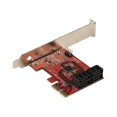 thumbnail image 1 of StarTech.com SATA PCIe Card, 4 Port PCIe SATA Expansion card, 6Gbps SATA Card, Low/Full Profile, SATA Stacked Connectors, ASM1164 Non-Raid SATA Controller Card - PCI Express to SATA Converter - Storage controller - SATA 6Gb/s - low profile - PCIe 3.0 x2 - red, 1 of 11