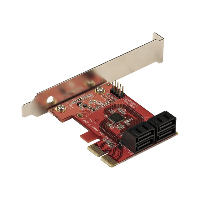 StarTech.com SATA PCIe Card, 4 Port PCIe SATA Expansion card, 6Gbps SATA Card, Low/Full Profile, SATA Stacked Connectors, ASM1164 Non-Raid SATA Controller Card - PCI Express to SATA Converter - Storage controller - SATA 6Gb/s - low profile - PCIe 3.0 x2 - red