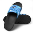 thumbnail image 4 of GZHJMY Stylish Slides for Women Men, Blue Striped Whale Soft Flexible Slip-on Sandals Slippers, 4 of 7