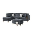 thumbnail image 2 of Simple Modern 3pc Sectional Set Charcoal Chenille Fabric Corner Sectional Sofa Reversible L/R Chaise and Ottoman Living Room, 2 of 9