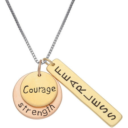 Sterling Silver Tri-Color Fearless, Strength and Courage, 18