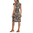 thumbnail image 3 of Vestido de camisa floral de gasa de verano INSPIRE CHIC para mujer, con mangas cortas, vestido casual con cintura elástica fruncida, color negro-amarillo, 3 of 5