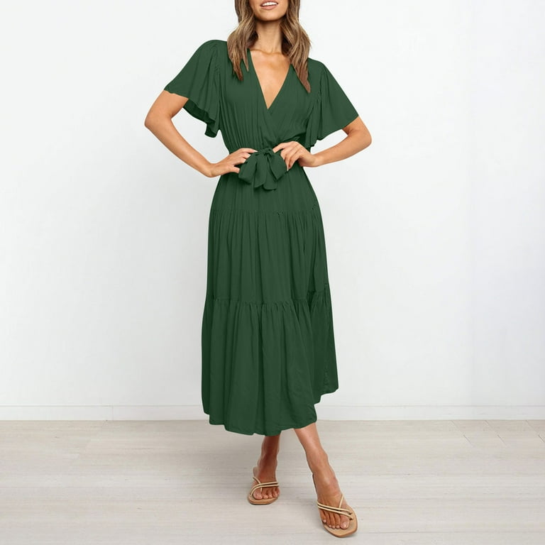 slim fit dress slacks Strapless Flowy Midi Dress