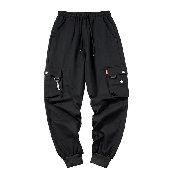 Qarigey Pantalones harén cómodos de poliéster para hombres - Pantalones casuales de moda y con múltiples bolsillos Moda Prendas para la parte inferior del cuerpo 603negro 3XL