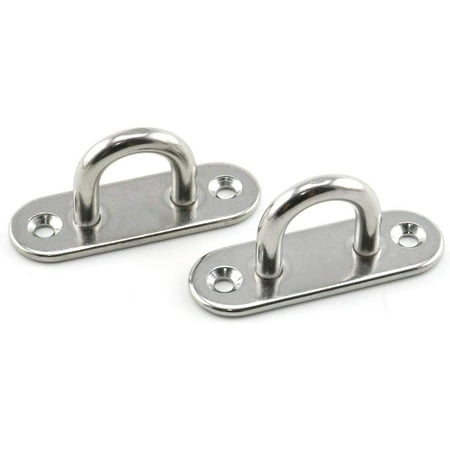 

2-Pack M6 Strip Type Eye Plate with Enclosed Hook 304 Stainless Steel Heavy Duty Ceiling & Wall Mount Hanging Hardware Fitting for Yoga Hammock Swing Marine Boat Application