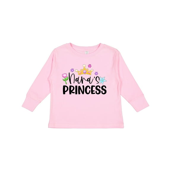 Inktastic Nana's Princess Crown and Flowers Girls Long Sleeve Toddler T-Shirt