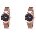 thumbnail image 1 of Methold Reloj Star Sky para mujer, correa de malla, de cuarzo analógico para novia, reloj de , regalo de vacaciones oro rosa 2Conjunto, 1 of 6