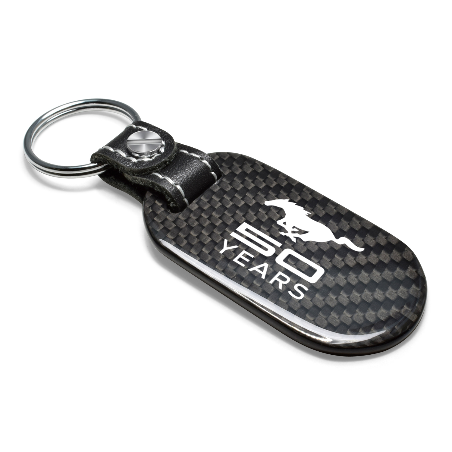Ford Mustang 50 Years 100% Real Black Carbon Fiber Tag Style Key Chain