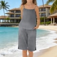 thumbnail image 6 of FAVIPT Kids 2 Piece Outfits Summer Sleeveless Spaghetti Strap Tank Top Straight Leg Short Pants Casual Solid Cute Beach Sets Gray,7 Years, 6 of 9