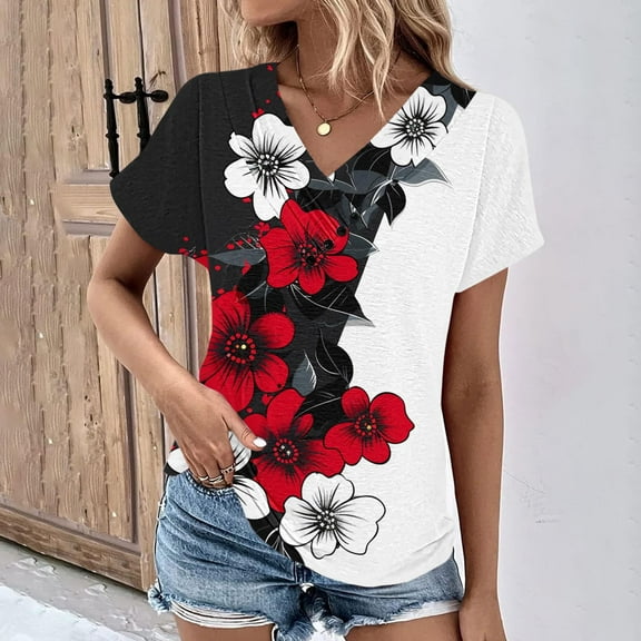 Womens Summer Tops V Neck Plus Size Blouses for Women 4X-5X Hawaiian Shirts Blue