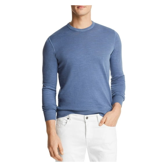 The Men's Store Mens Crew Neck Long Sleeves Pullover Sweater Blue S