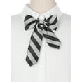 thumbnail image 4 of INSPIRE CHIC Women's Bowties Stylish Asymmetrical Pre-tied Stripe Bow Ties for School Casual Black Silver, 4 of 5
