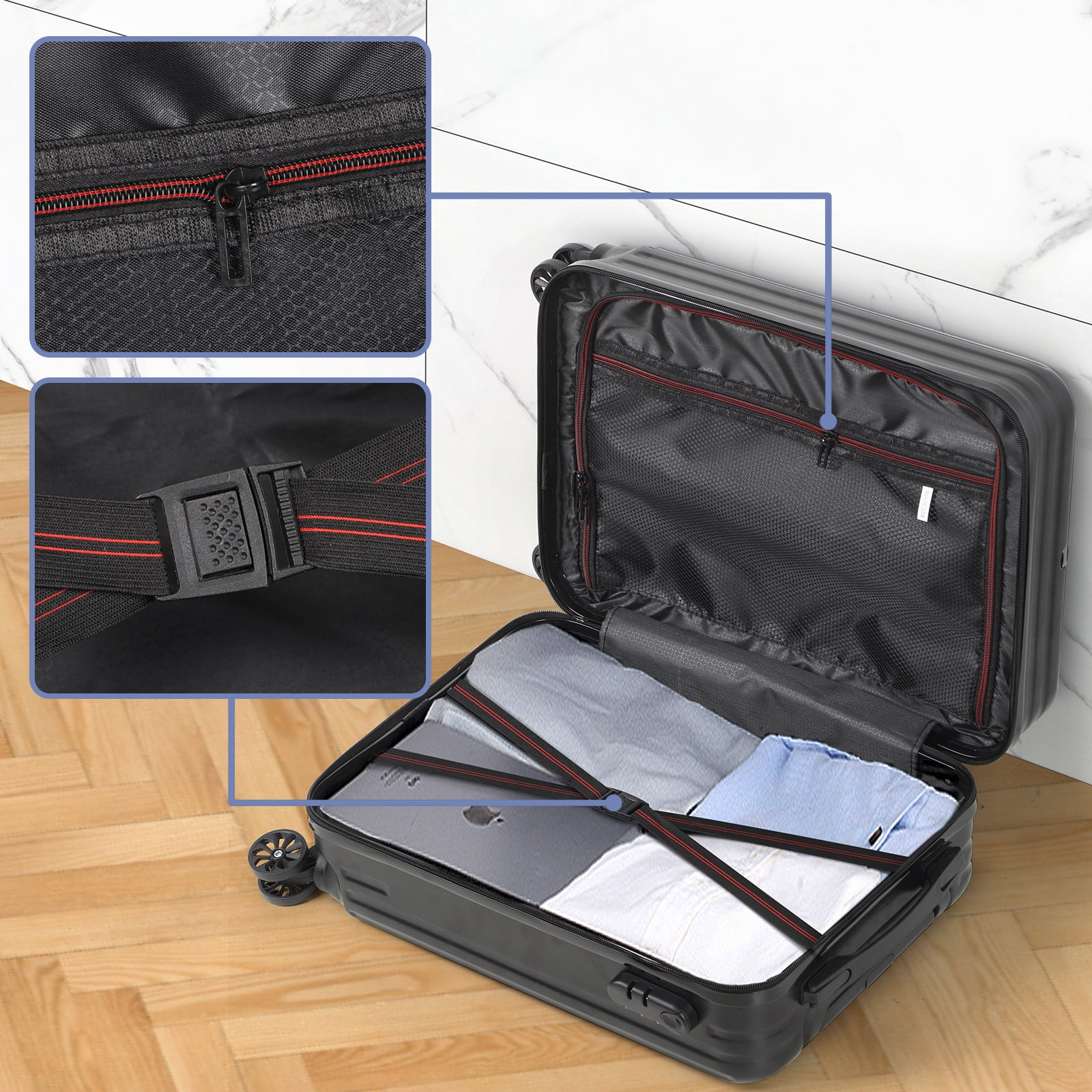 20 in Hardside Luggage with 14" Makeup Case, Airline Approved Carry On Suitcase