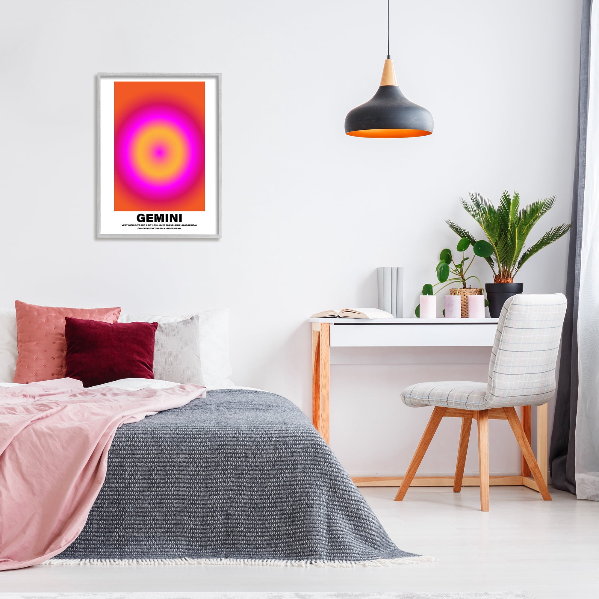 Stupell Industries Funny Gemini Astrology Abstract Painting Gray Framed Art Print Wall Art, 24 x 30